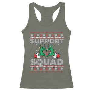 Support Squad HIV Awareness Gift Racerback Tank Top Green Hand Red Ribbon Ugly Sweater Christmas Gift TS12 Military Green Print Your Wear