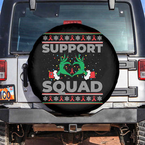 Support Squad HIV Awareness Gift Spare Tire Cover Green Hand Red Ribbon Ugly Sweater Christmas Gift TS12 No hole Black Print Your Wear