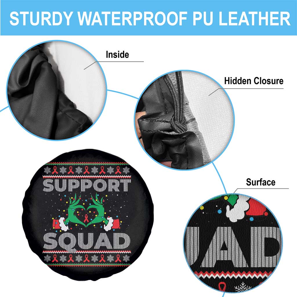 Support Squad HIV Awareness Gift Spare Tire Cover Green Hand Red Ribbon Ugly Sweater Christmas Gift TS12 Print Your Wear