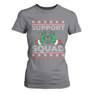 Support Squad HIV Awareness Gift T Shirt For Women Green Hand Red Ribbon Ugly Sweater Christmas Gift TS12 Charcoal Print Your Wear
