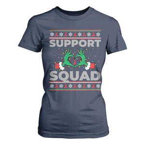 Support Squad HIV Awareness Gift T Shirt For Women Green Hand Red Ribbon Ugly Sweater Christmas Gift TS12 Navy Print Your Wear