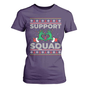 Support Squad HIV Awareness Gift T Shirt For Women Green Hand Red Ribbon Ugly Sweater Christmas Gift TS12 Purple Print Your Wear