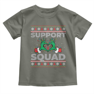 Support Squad HIV Awareness Gift Toddler T Shirt Green Hand Red Ribbon Ugly Sweater Christmas Gift TS12 Military Green Print Your Wear