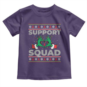 Support Squad HIV Awareness Gift Toddler T Shirt Green Hand Red Ribbon Ugly Sweater Christmas Gift TS12 Purple Print Your Wear