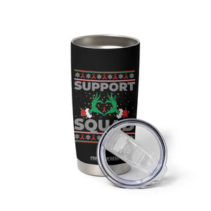 Support Squad HIV Awareness Gift Tumbler Cup Green Hand Red Ribbon Ugly Sweater Christmas Gift TS12 Print Your Wear
