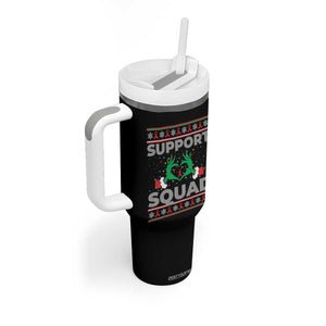 Support Squad HIV Awareness Gift Tumbler With Handle Green Hand Red Ribbon Ugly Sweater Christmas Gift TS12 Print Your Wear