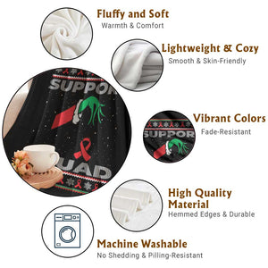 Funny Green Hand Red Ribbon HIV Awareness Throw Blanket Support Squad Ugly Sweater Gift TS12 Print Your Wear