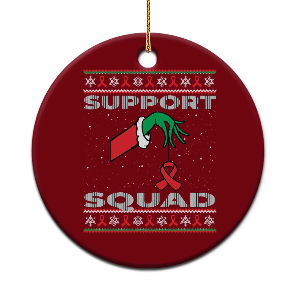 Funny Green Hand Red Ribbon HIV Awareness Ceramic Ornament Support Squad Ugly Sweater Gift TS12 1pc Red Print Your Wear