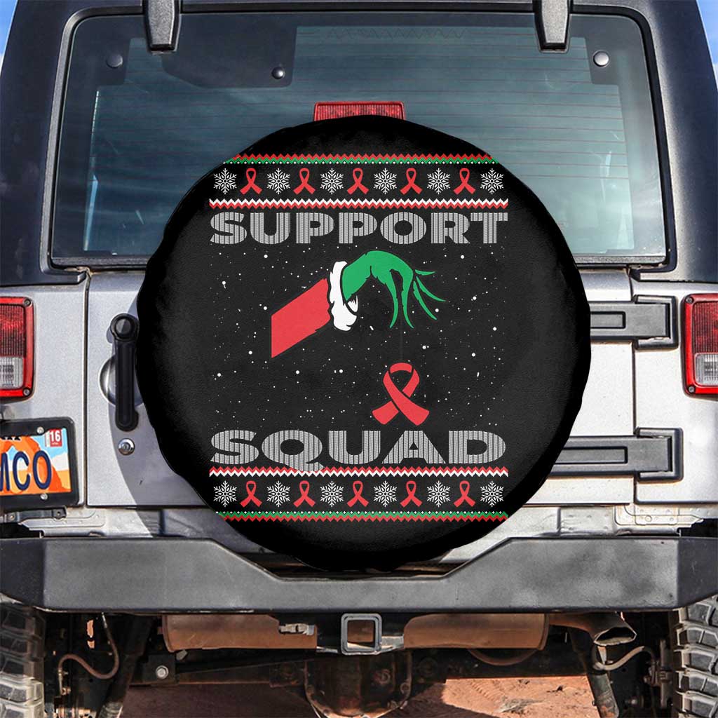 Funny Green Hand Red Ribbon HIV Awareness Spare Tire Cover Support Squad Ugly Sweater Gift TS12 No hole Black Print Your Wear