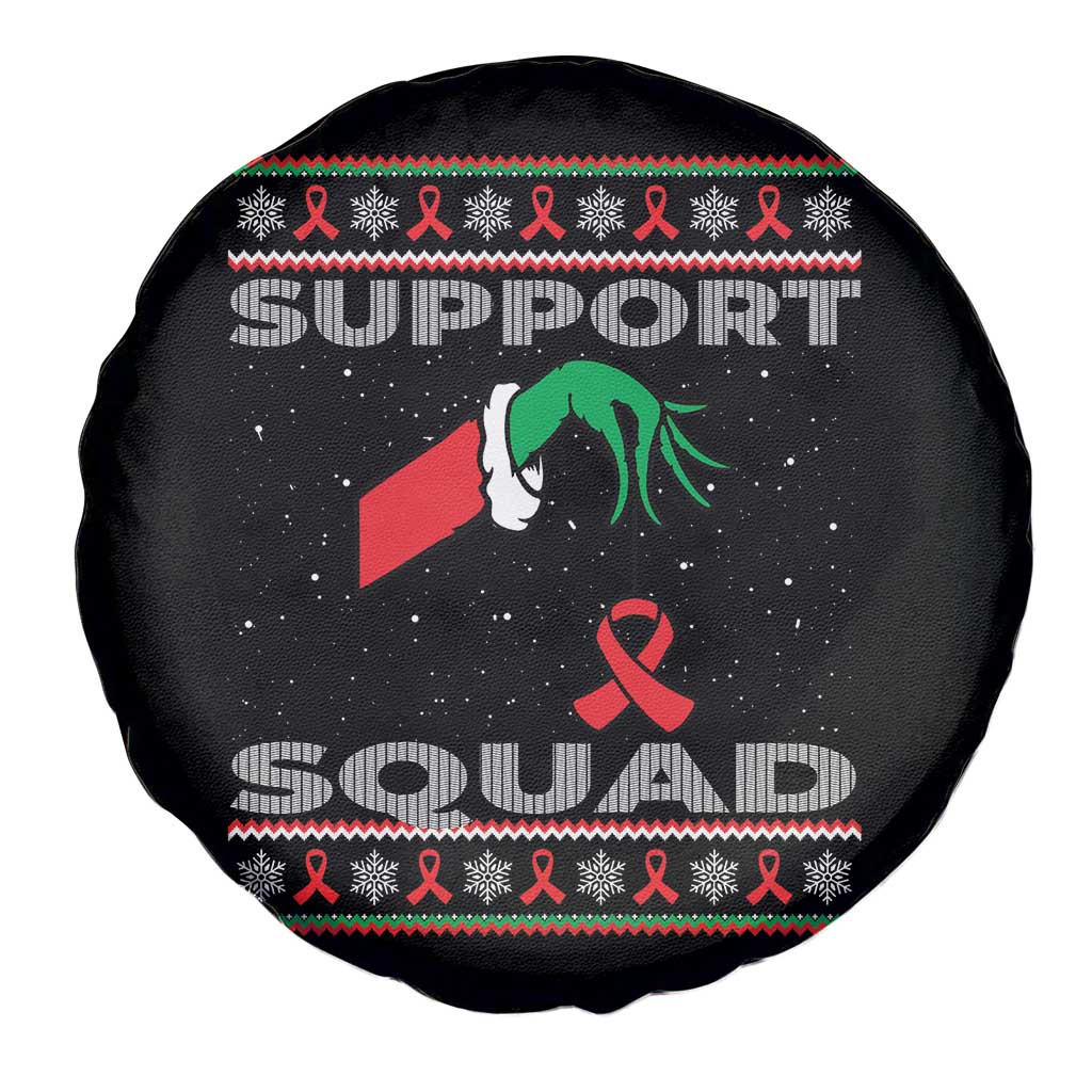 Funny Green Hand Red Ribbon HIV Awareness Spare Tire Cover Support Squad Ugly Sweater Gift TS12 Print Your Wear
