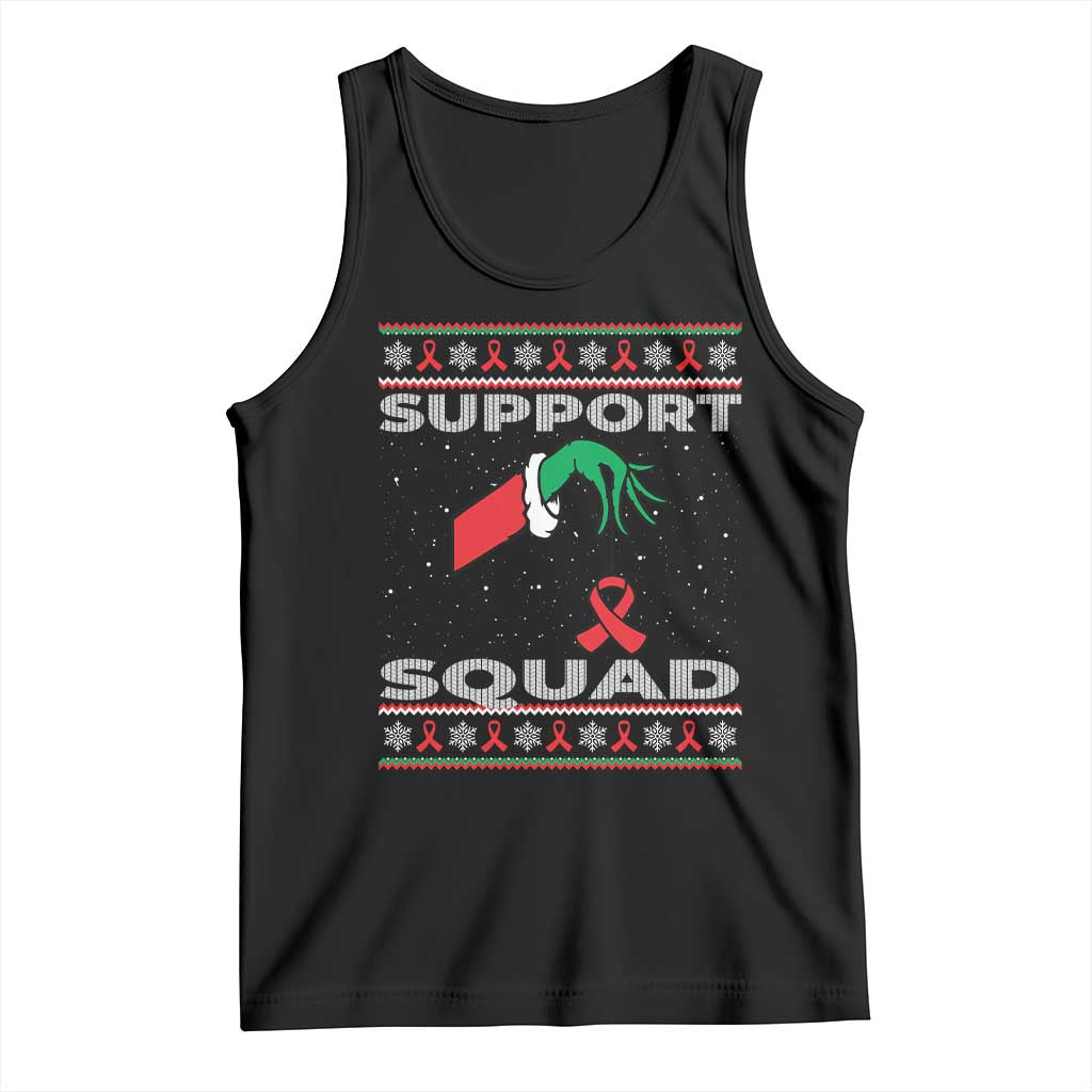 Funny Green Hand Red Ribbon HIV Awareness Tank Top Support Squad Ugly Sweater Gift TS12 Black Print Your Wear