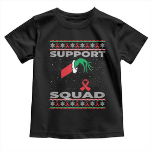 Funny Green Hand Red Ribbon HIV Awareness Toddler T Shirt Support Squad Ugly Sweater Gift TS12 Black Print Your Wear