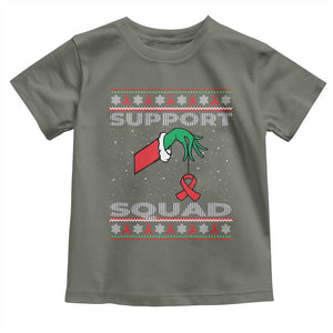 Funny Green Hand Red Ribbon HIV Awareness Toddler T Shirt Support Squad Ugly Sweater Gift TS12 Military Green Print Your Wear