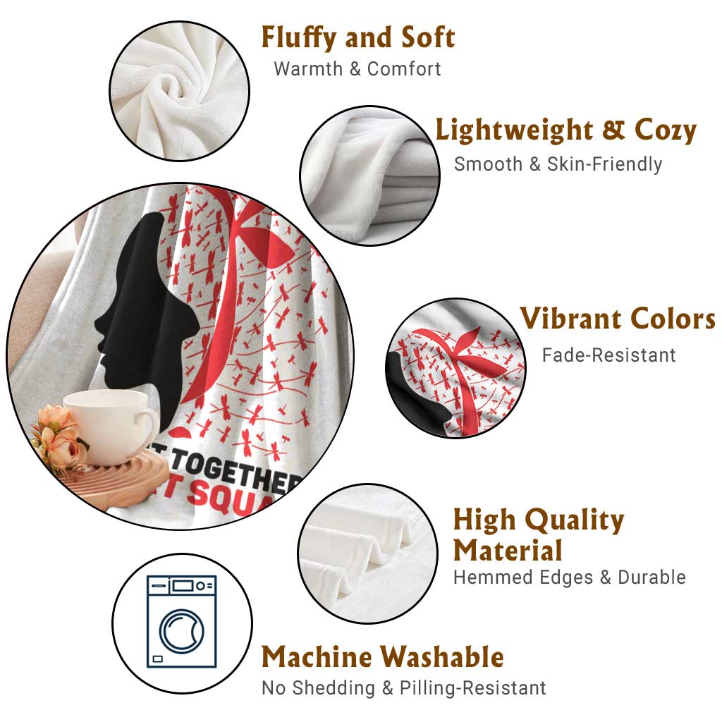 We Fight Together Support Squad Throw Blanket HIV Awareness Dragonfly Gift TS12 Print Your Wear