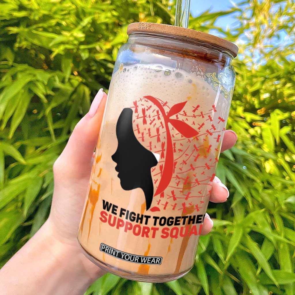 We Fight Together Support Squad Glass Can HIV Awareness Dragonfly Gift TS12 White Print Your Wear