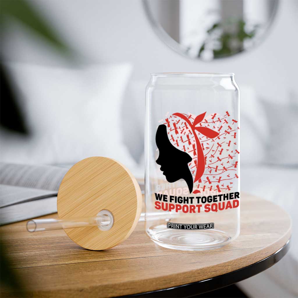 We Fight Together Support Squad Glass Can HIV Awareness Dragonfly Gift TS12 Print Your Wear