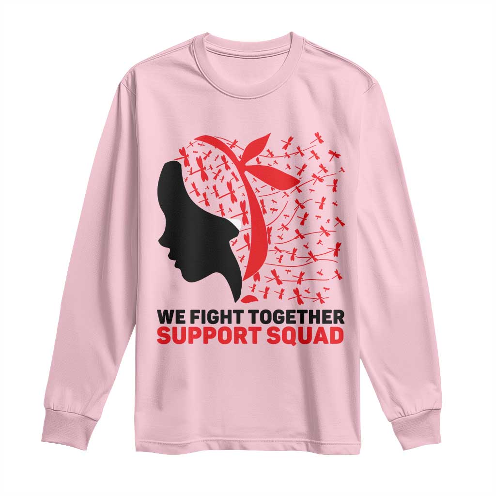 We Fight Together Support Squad Long Sleeve Shirt HIV Awareness Dragonfly Gift TS12 Light Pink Print Your Wear