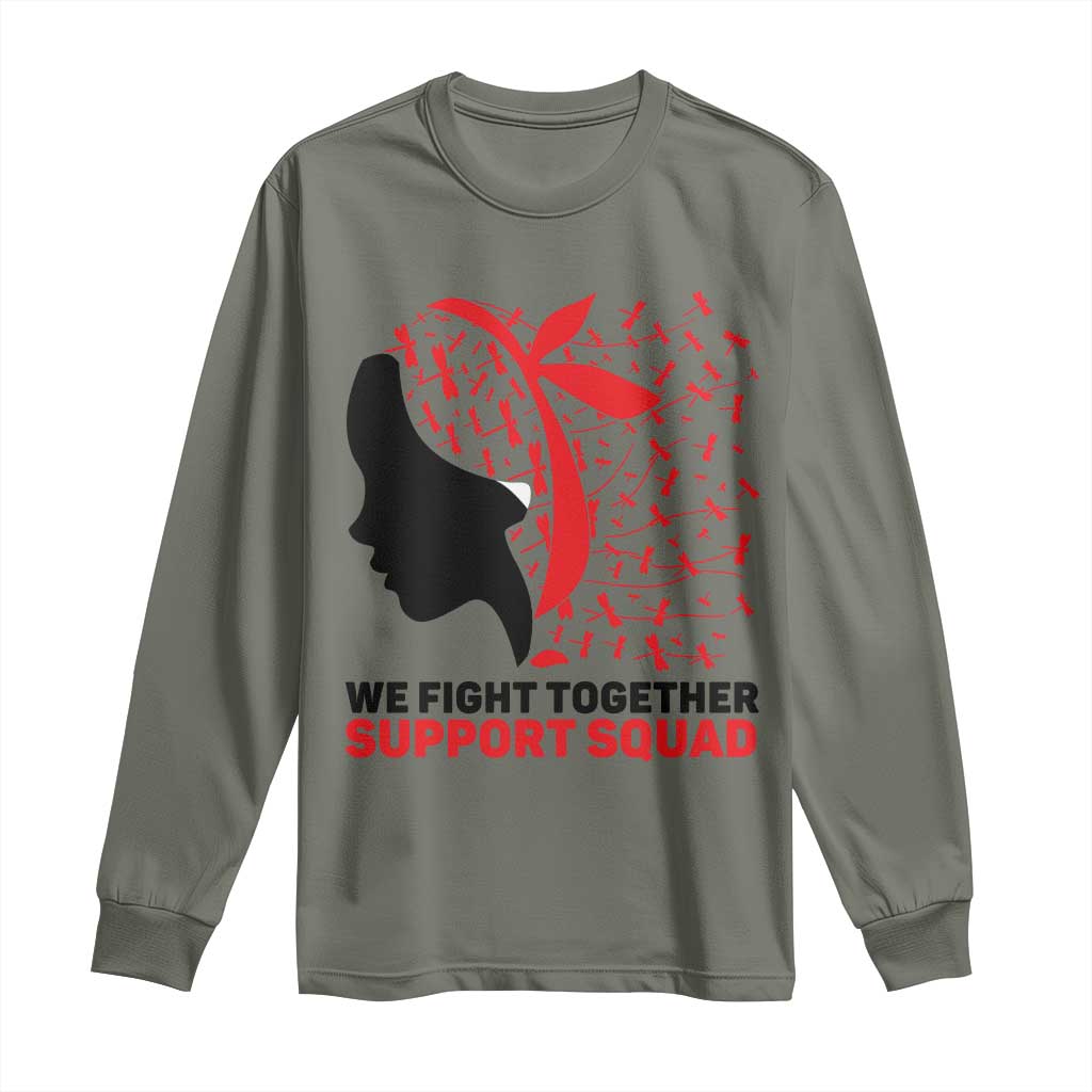 We Fight Together Support Squad Long Sleeve Shirt HIV Awareness Dragonfly Gift TS12 Military Green Print Your Wear