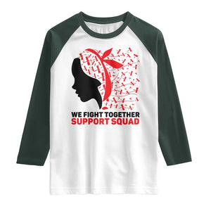 We Fight Together Support Squad Raglan Shirt HIV Awareness Dragonfly Gift TS12 White Dark Forest Green Print Your Wear