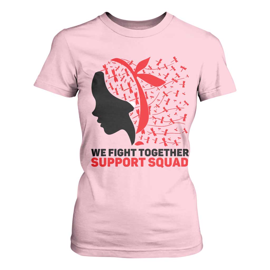 We Fight Together Support Squad T Shirt For Women HIV Awareness Dragonfly Gift TS12 Light Pink Print Your Wear