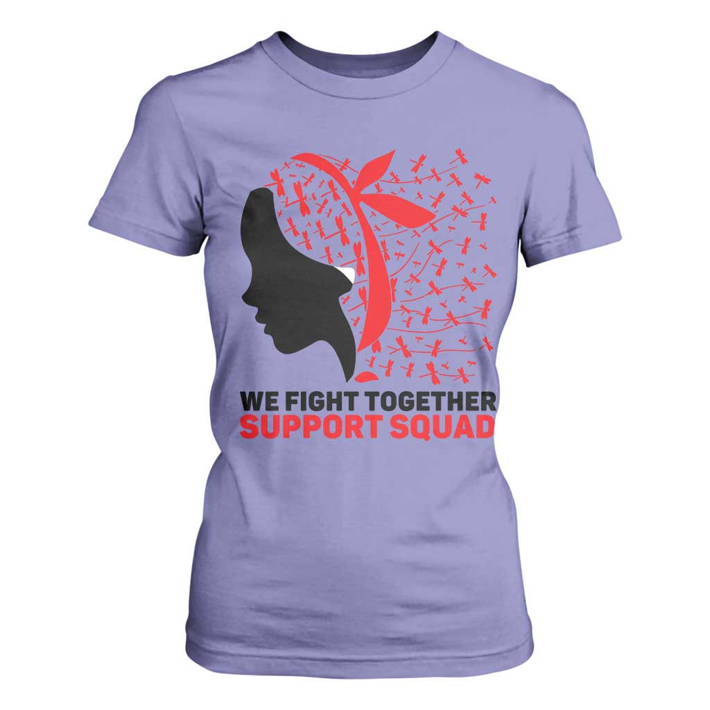 We Fight Together Support Squad T Shirt For Women HIV Awareness Dragonfly Gift TS12 Violet Print Your Wear