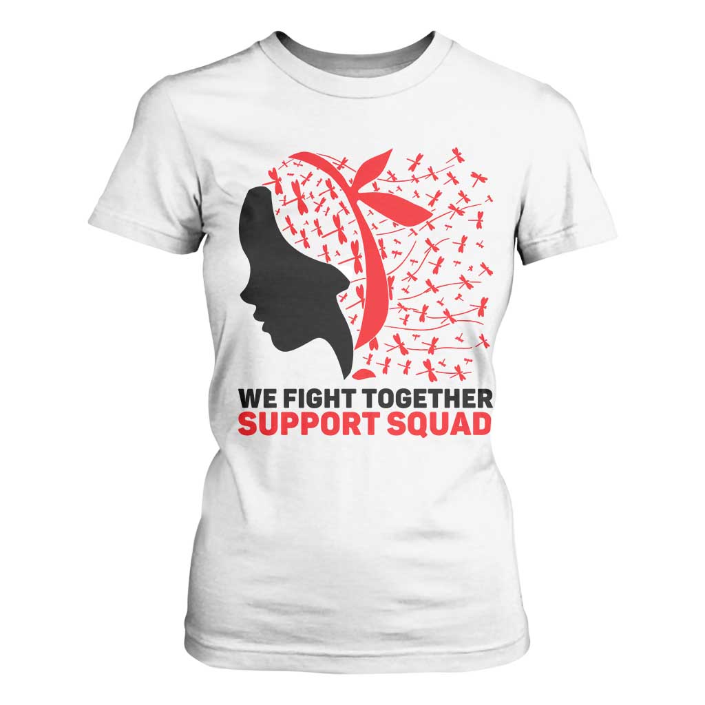 We Fight Together Support Squad T Shirt For Women HIV Awareness Dragonfly Gift TS12 White Print Your Wear