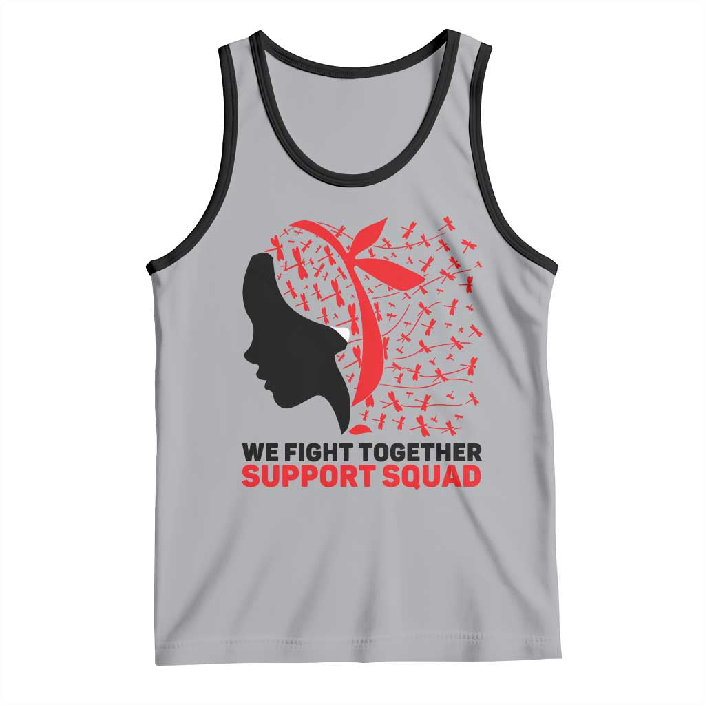 We Fight Together Support Squad Tank Top HIV Awareness Dragonfly Gift TS12 Athletic Heather Black Print Your Wear
