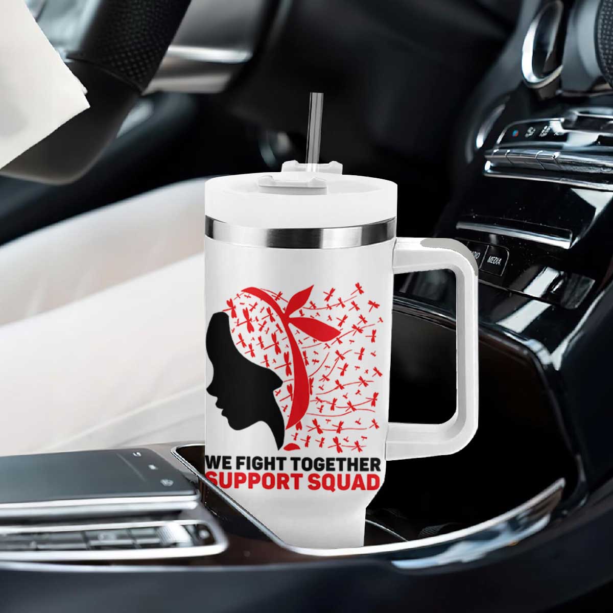 We Fight Together Support Squad Tumbler With Handle HIV Awareness Dragonfly Gift TS12 Print Your Wear
