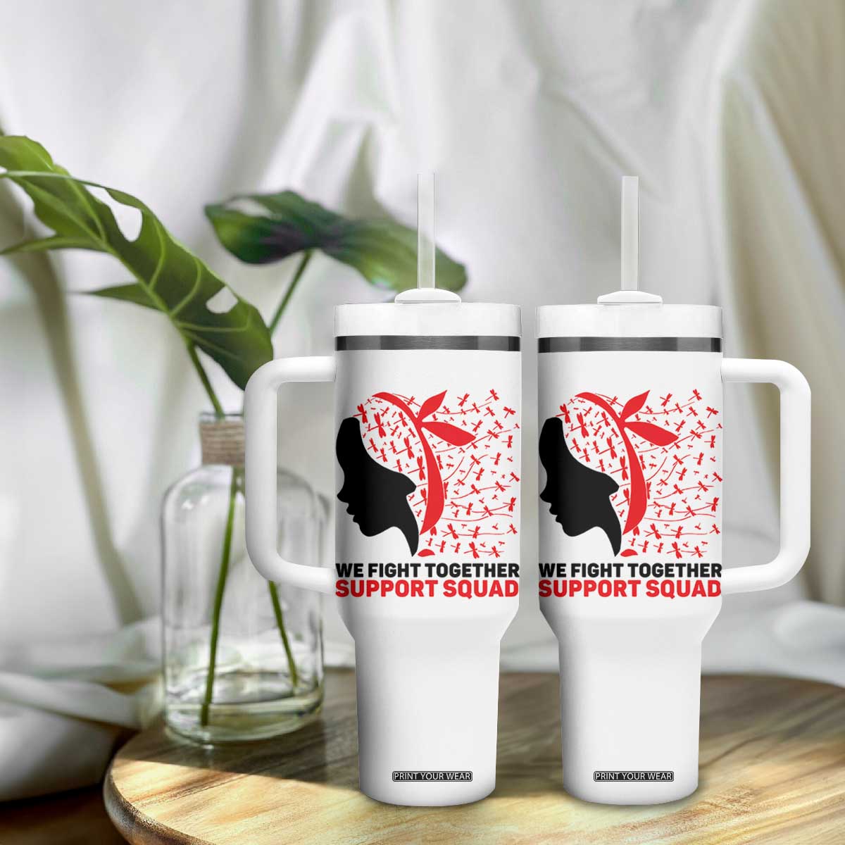 We Fight Together Support Squad Tumbler With Handle HIV Awareness Dragonfly Gift TS12 Print Your Wear