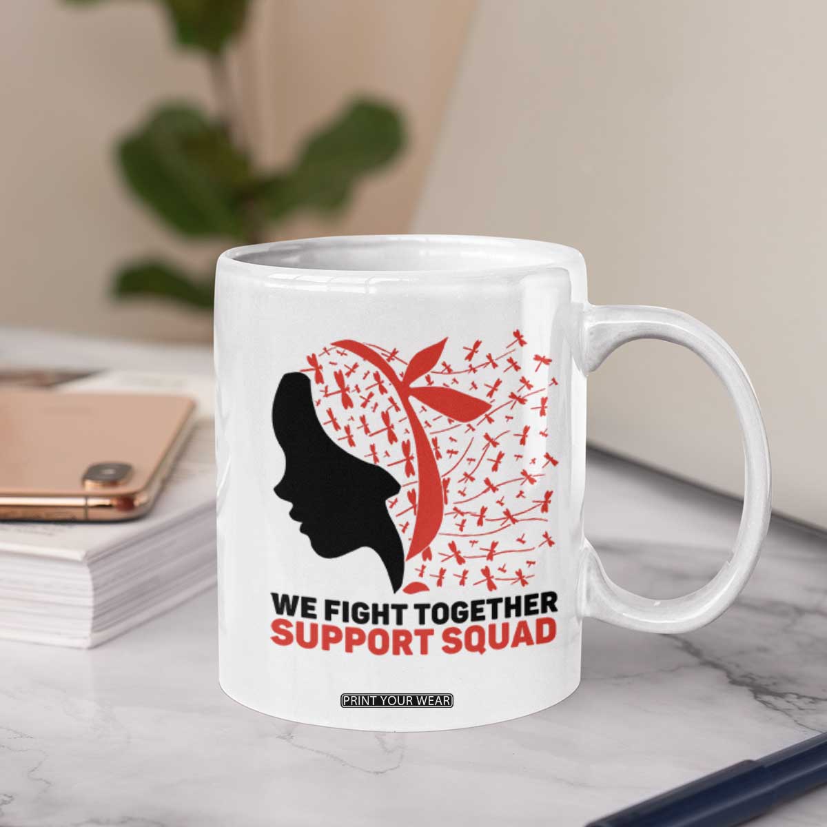 We Fight Together Support Squad Coffee Mug HIV Awareness Dragonfly Gift TS12 Print Your Wear