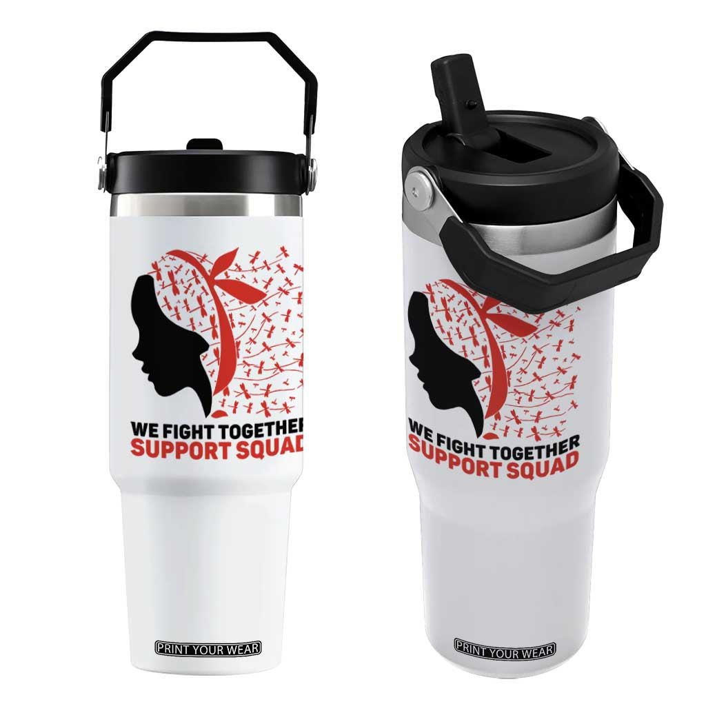 We Fight Together Support Squad Flip Straw Tumbler HIV Awareness Dragonfly Gift TS12 One Size: 30 oz White Print Your Wear