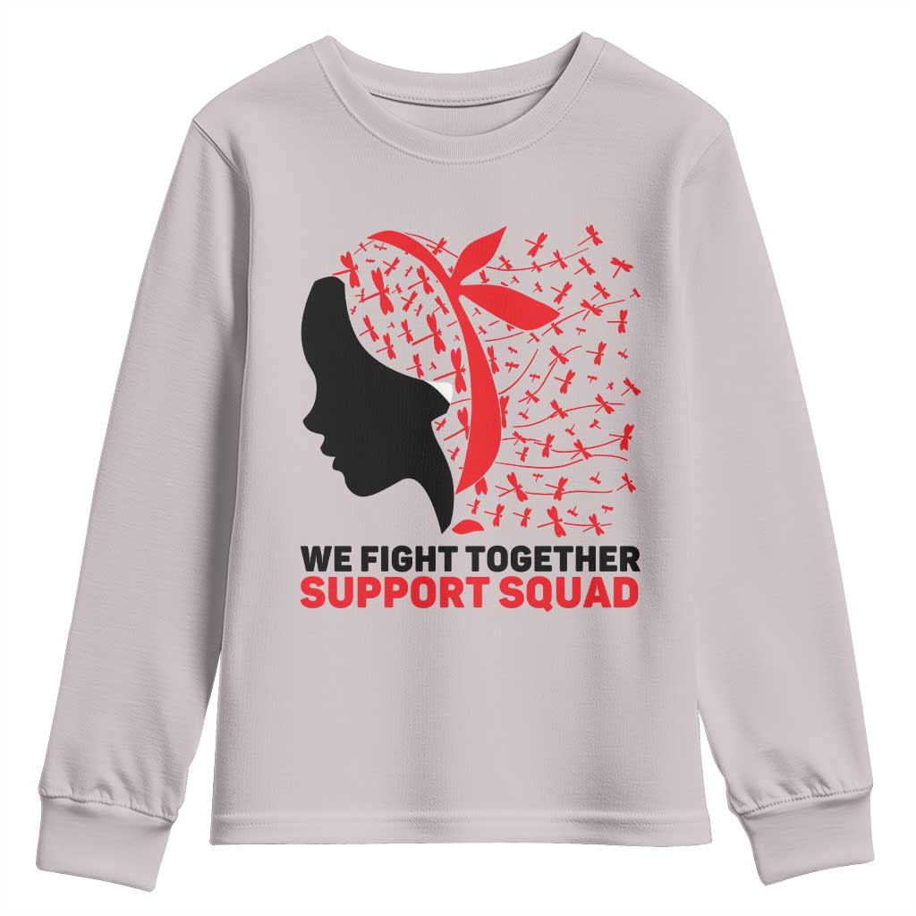 We Fight Together Support Squad Youth Sweatshirt HIV Awareness Dragonfly Gift TS12 Ice Gray Print Your Wear