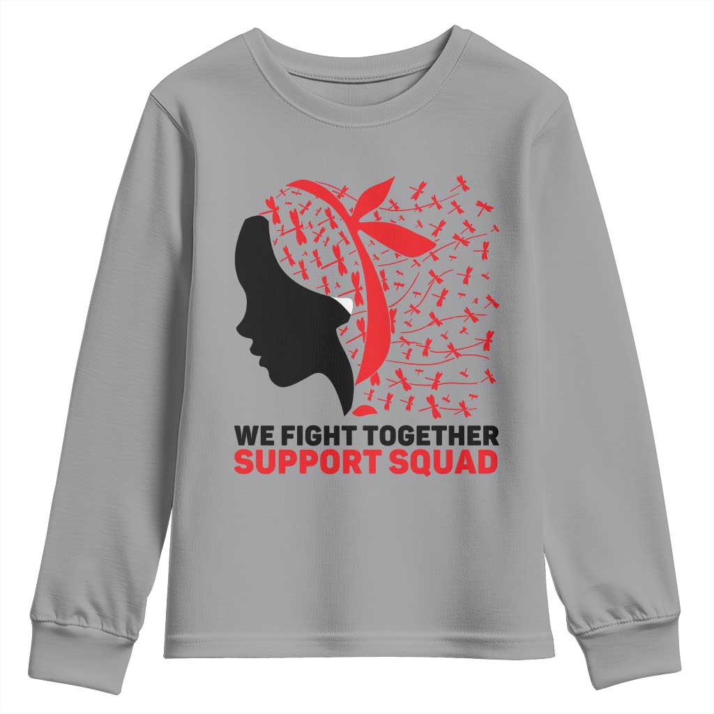 We Fight Together Support Squad Youth Sweatshirt HIV Awareness Dragonfly Gift TS12 Sport Gray Print Your Wear