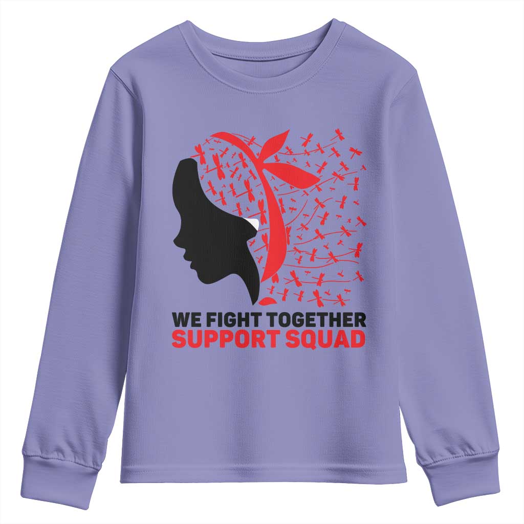 We Fight Together Support Squad Youth Sweatshirt HIV Awareness Dragonfly Gift TS12 Violet Print Your Wear