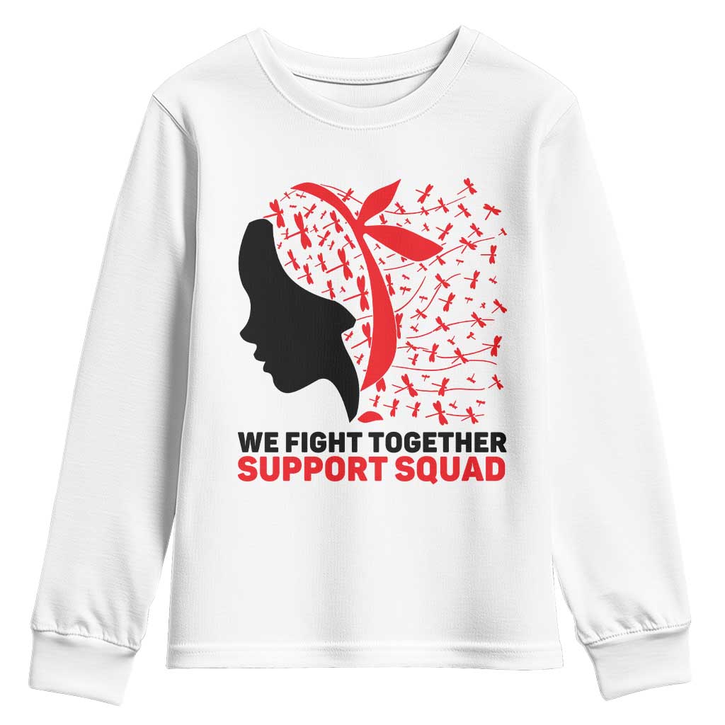 We Fight Together Support Squad Youth Sweatshirt HIV Awareness Dragonfly Gift TS12 White Print Your Wear