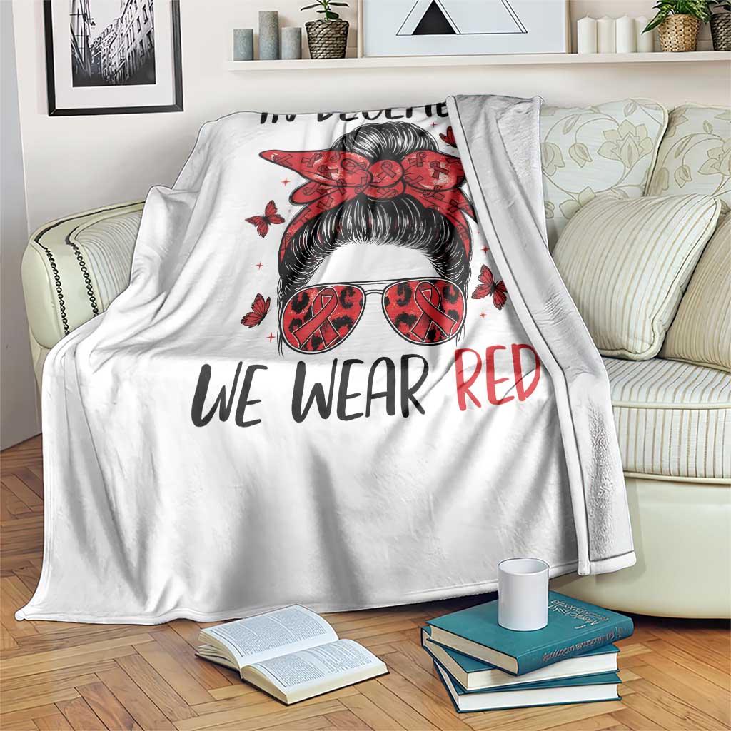 In December We Wear Red Throw Blanket HIV Awareness Empowered Woman Gift TS12 Print Your Wear