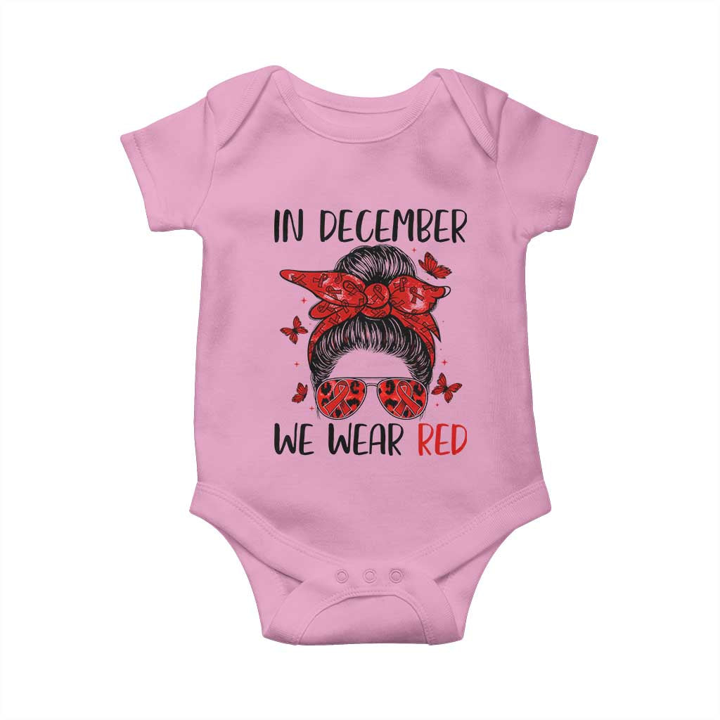 In December We Wear Red Baby Onesie HIV Awareness Empowered Woman Gift TS12 Light Pink Print Your Wear