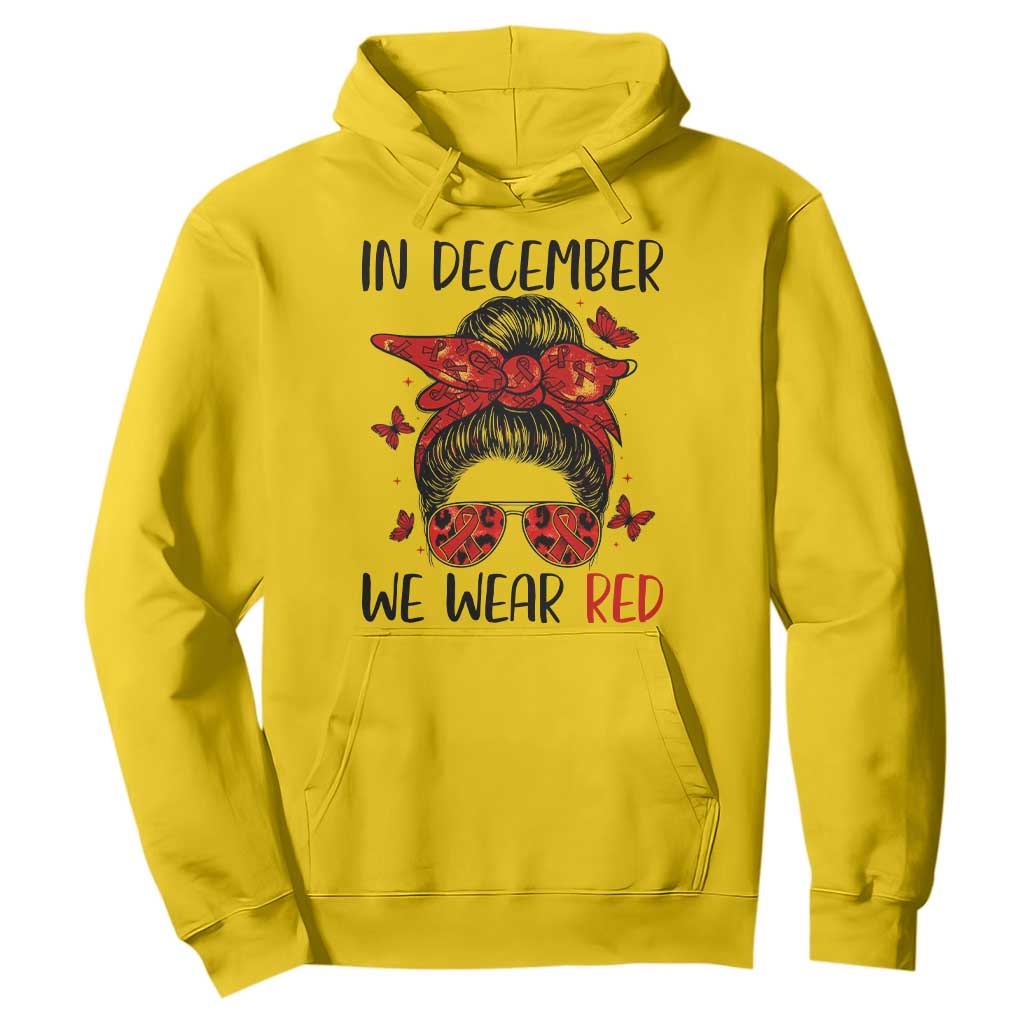 In December We Wear Red Hoodie HIV Awareness Empowered Woman Gift TS12 Daisy Print Your Wear