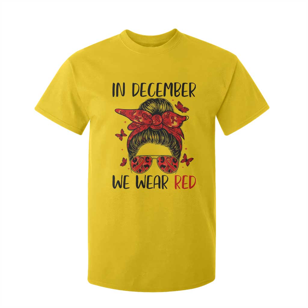 In December We Wear Red T Shirt For Kid HIV Awareness Empowered Woman Gift TS12 Daisy Print Your Wear