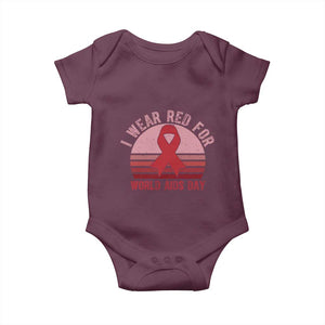 I Wear Red For World Aids Day Baby Onesie HIV Awareness Gift TS12 Maroon Print Your Wear