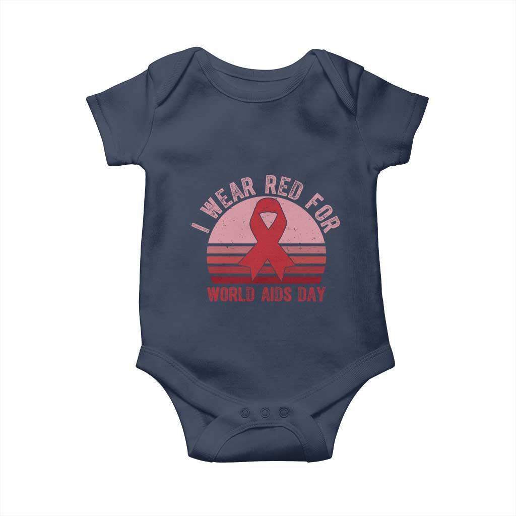 I Wear Red For World Aids Day Baby Onesie HIV Awareness Gift TS12 Navy Print Your Wear