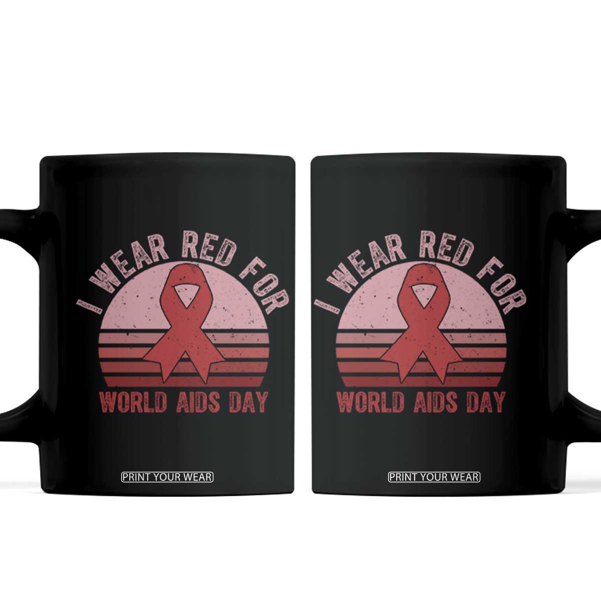 I Wear Red For World Aids Day Coffee Mug HIV Awareness Gift TS12 Black Print Your Wear