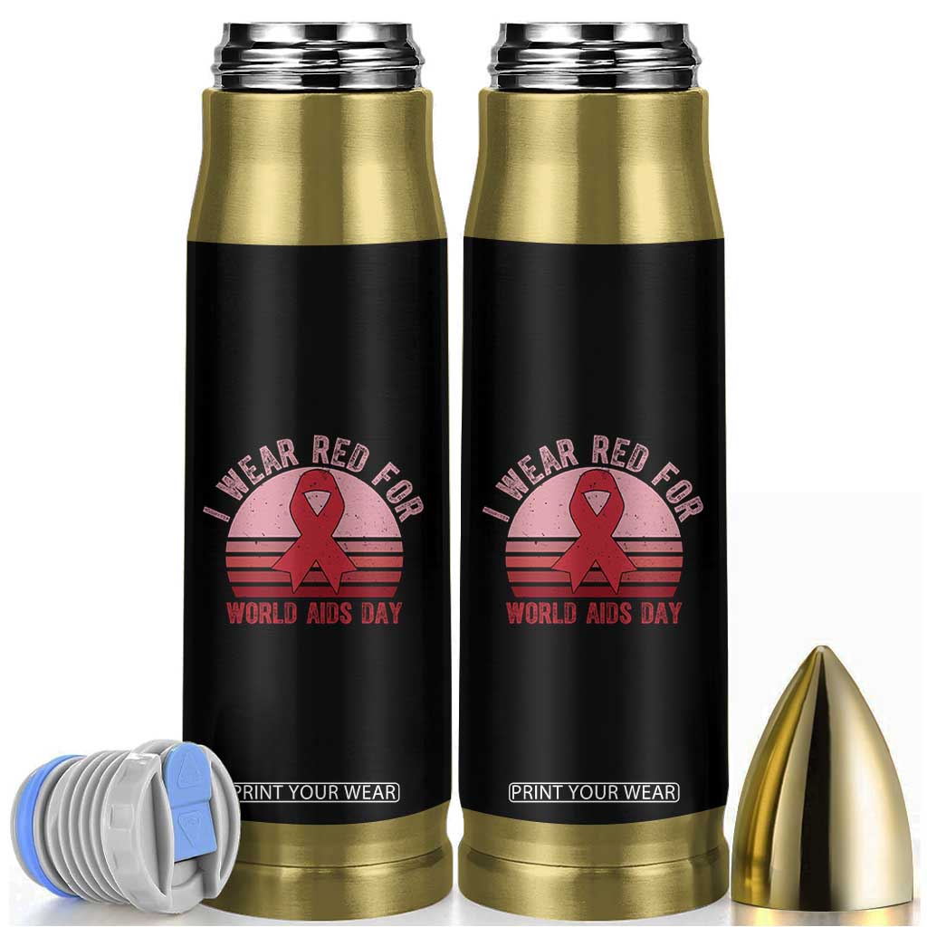 I Wear Red For World Aids Day Bullet Tumbler HIV Awareness Gift TS12 Black Print Your Wear