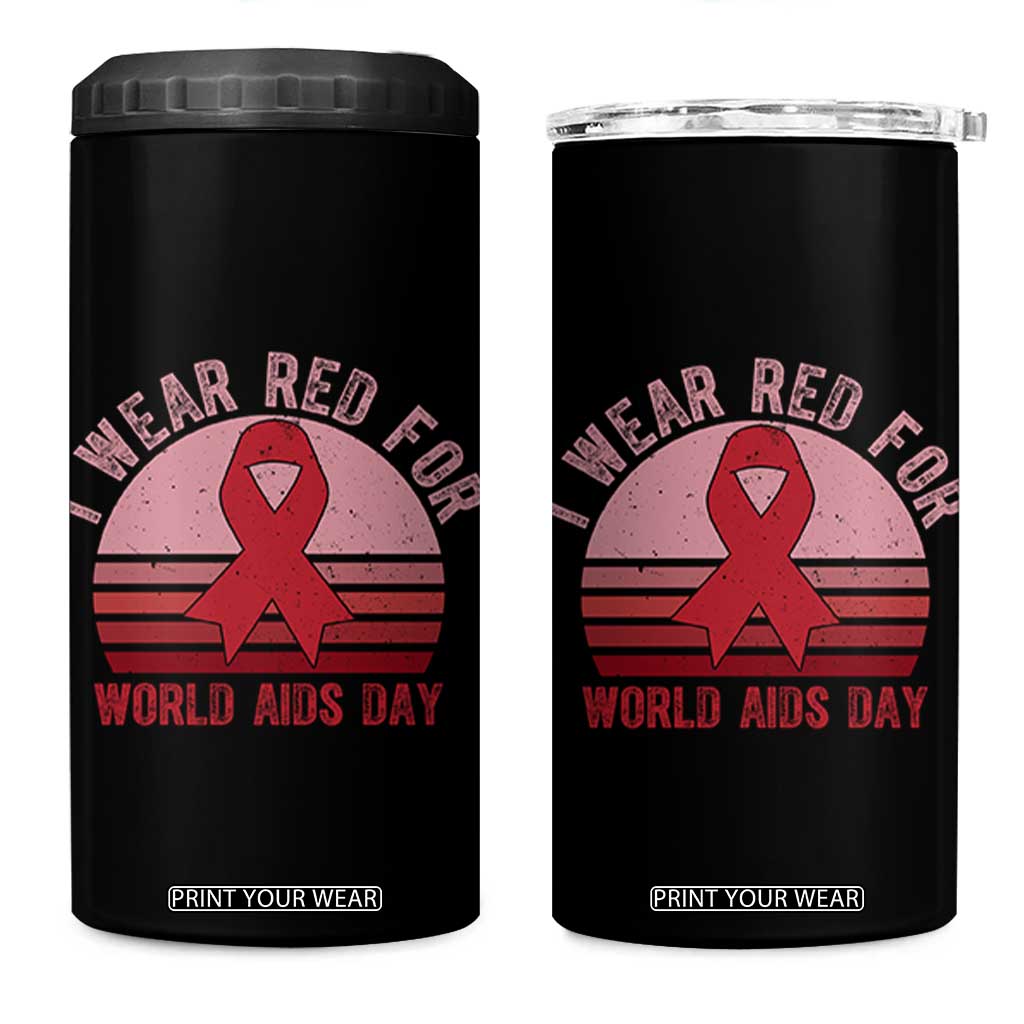 I Wear Red For World Aids Day 4 in 1 Can Cooler Tumbler HIV Awareness Gift TS12 One Size: 16 oz Black Print Your Wear