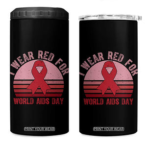 I Wear Red For World Aids Day 4 in 1 Can Cooler Tumbler HIV Awareness Gift TS12 One Size: 16 oz Black Print Your Wear