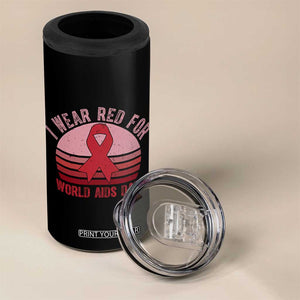 I Wear Red For World Aids Day 4 in 1 Can Cooler Tumbler HIV Awareness Gift TS12 Print Your Wear