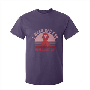 I Wear Red For World Aids Day T Shirt For Kid HIV Awareness Gift TS12 Purple Print Your Wear