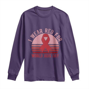 I Wear Red For World Aids Day Long Sleeve Shirt HIV Awareness Gift TS12 Purple Print Your Wear