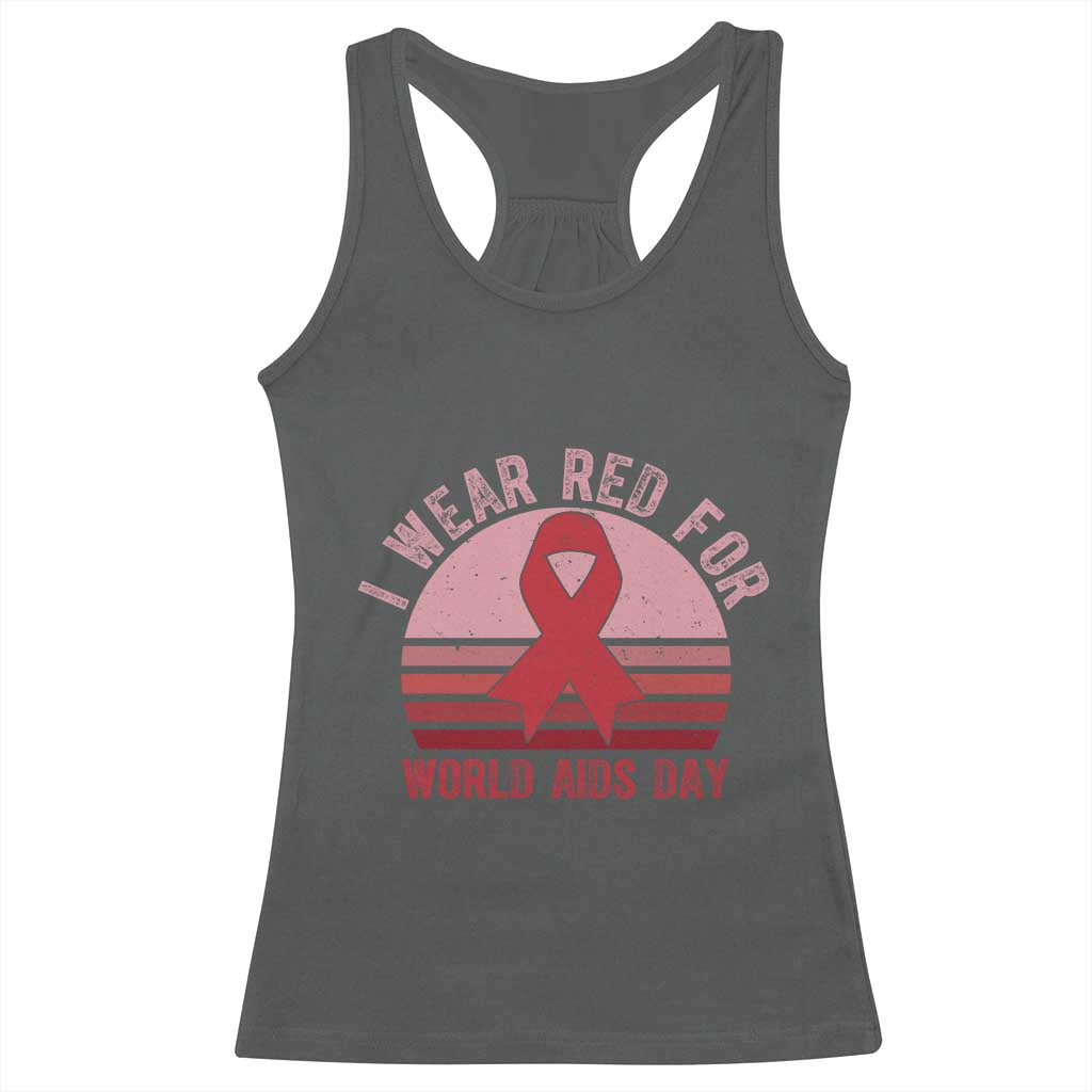 I Wear Red For World Aids Day Racerback Tank Top HIV Awareness Gift - Print Your Wear