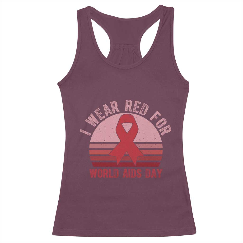I Wear Red For World Aids Day Racerback Tank Top HIV Awareness Gift - Print Your Wear